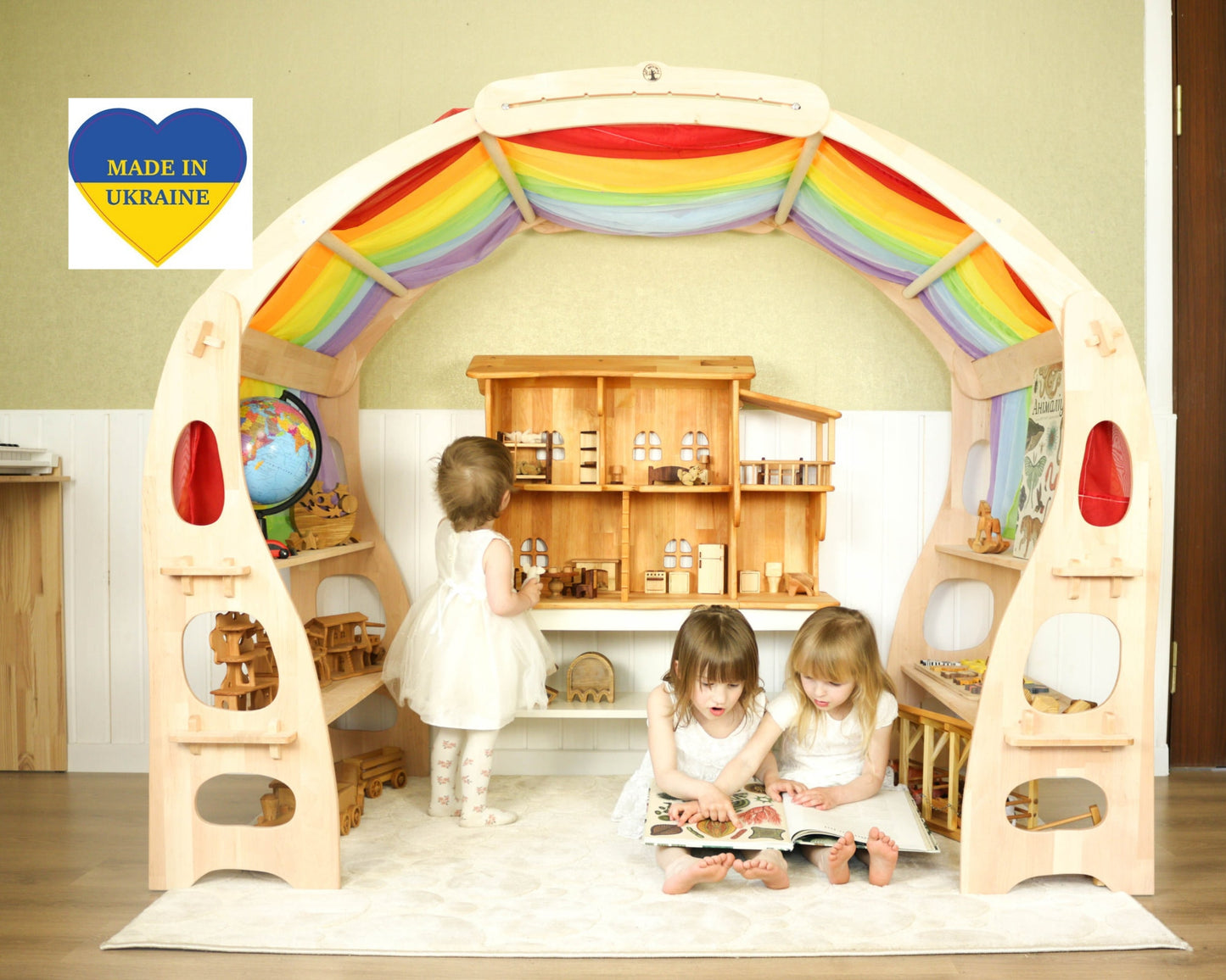 Waldorf small H 130cm. Playstand Christmas Kids Gifts 1st Birthday Playtent Indoor Playground Wooden Shelf playhouse Lemonade Montessori