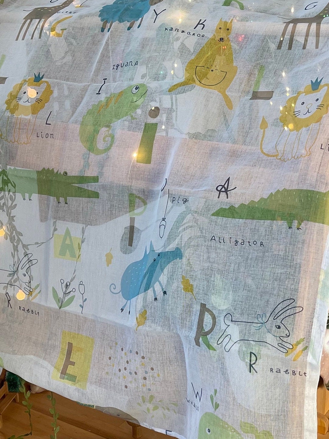 Safari Jungle ABC animals Fabric Waldorf woodland forest Canopy for Playstands Christmas Kids Birthday gift Scarf playhouse Montessori