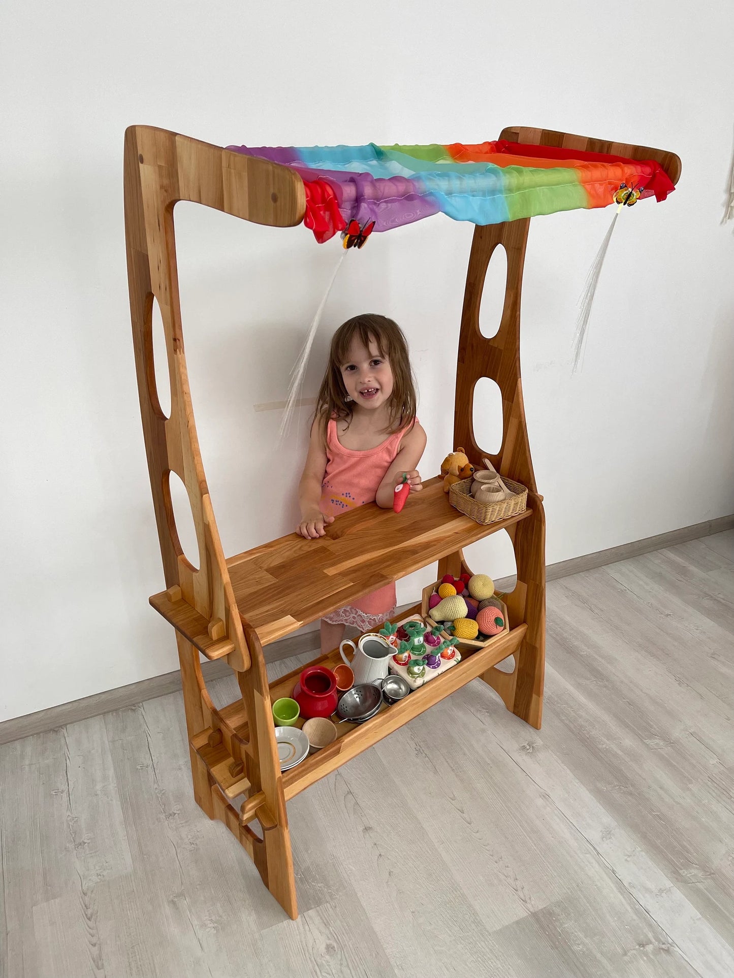 Kid Store Foldable Lemonade Montessori Waldorf Play shop Christmas Kids Gifts 1st Birthday Playtent Indoor Playground Wooden Shelf playhouse