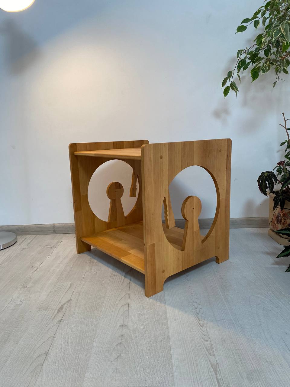 Light Brown Wooden Console Furniture Unique gifts Record Player Stand Vinyl Record Holder Storage Record Cabinet Table Turntable Station Display Media