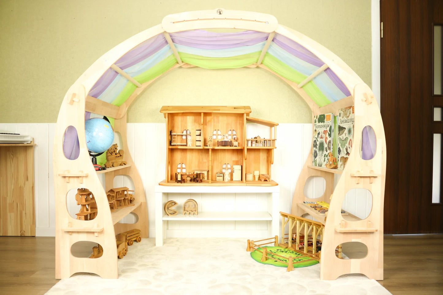 Rainbow fabric For Playstand Canopy Christmas Kids Gifts 1st Birthday Striped Scarf Waldorf Chiffon fabric for playhouse Montessori shelf