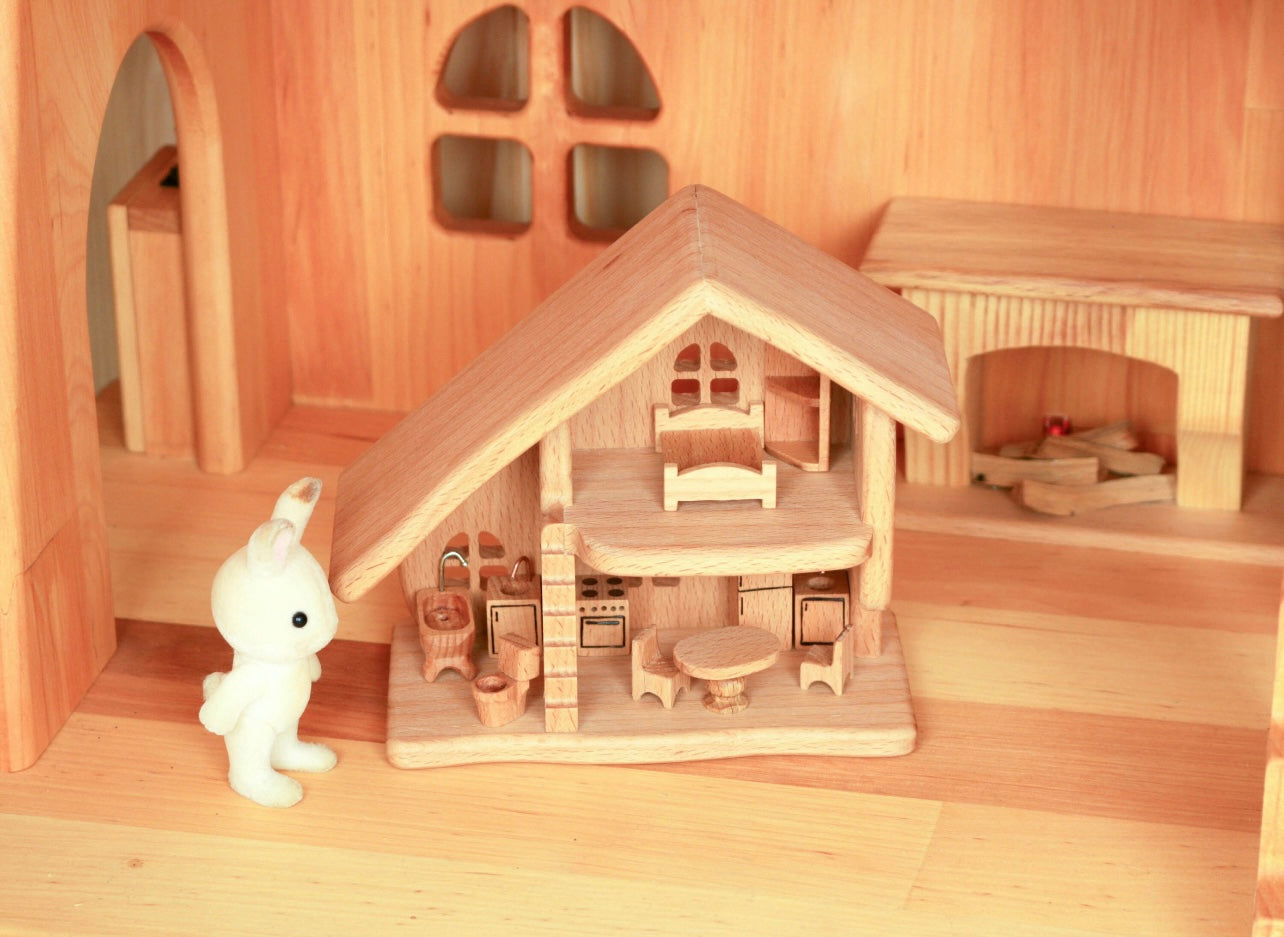 Miniature dollhouse Birthday gift for kid Wooden 5 year anniversary gift Micro scale Wooden dollhouse toy 1/144 scale Dollhouse souvenir