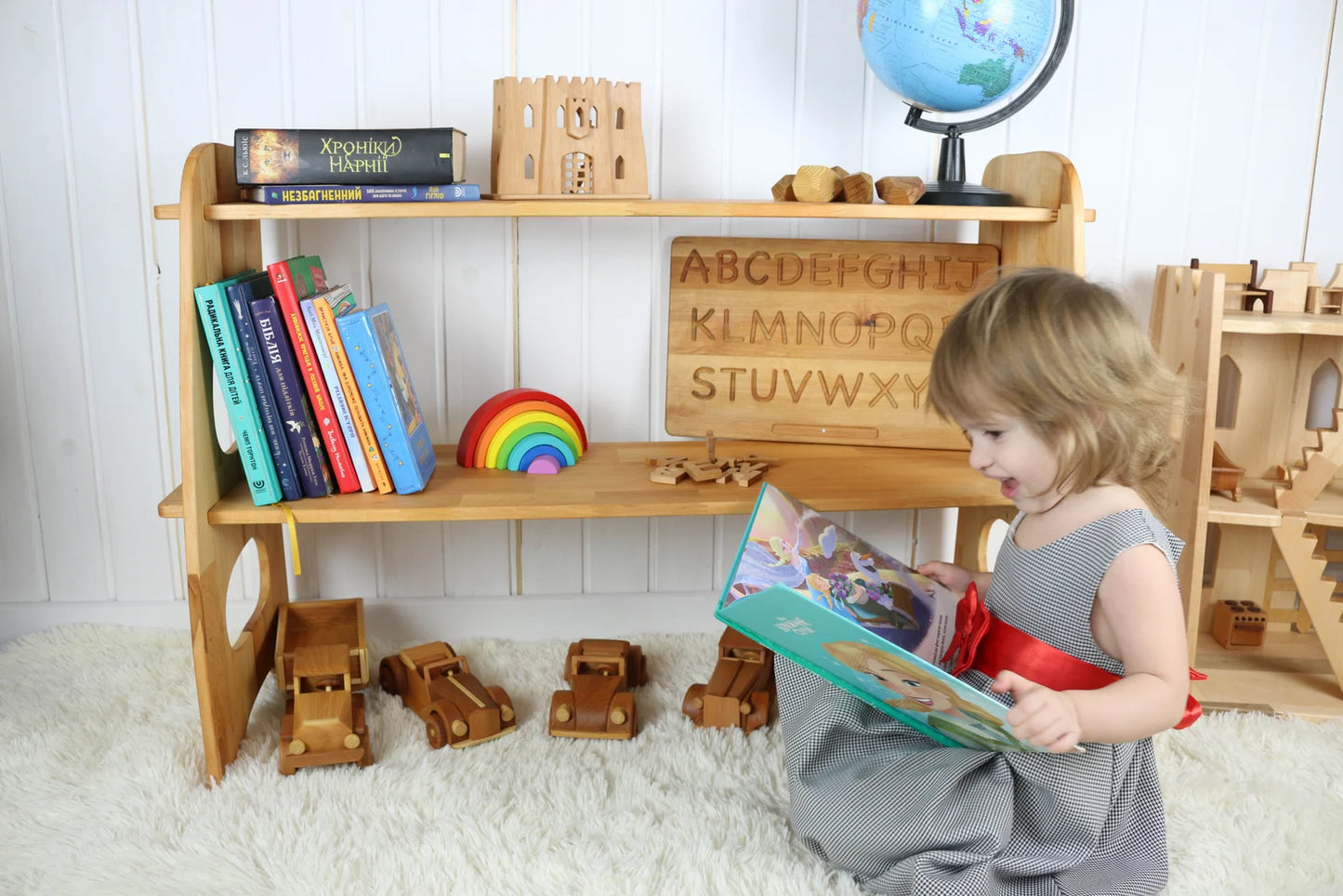 Montessori Furniture Wooden Storage Kids Bookshelf Bookcase Christmas kids gift Birthday Toddler Nursery Decor Freestanding Shelf Play Room