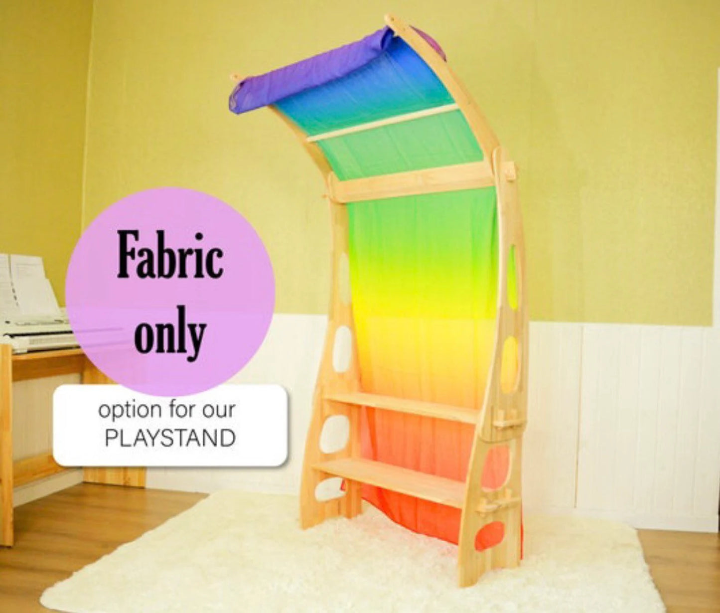 Rainbow fabric Large Playstand Canopy 1st Birthday gift Striped Scarf Waldorf Chiffon fabric Canopy for playhouse Montessori