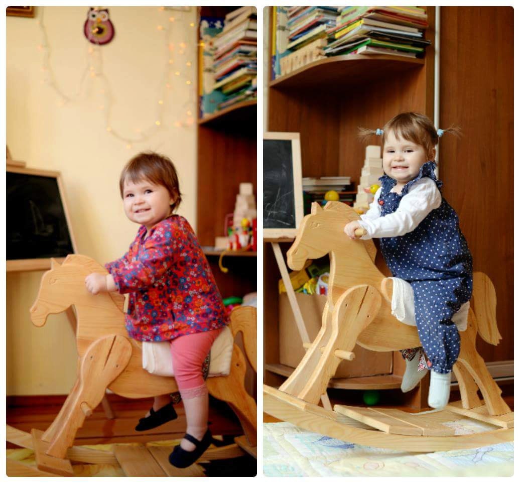 Wooden Rocking Horse Gift for kid Montessori waldorf Personalized Classic Toy Ride On Rocking Toy Wooden carving Education