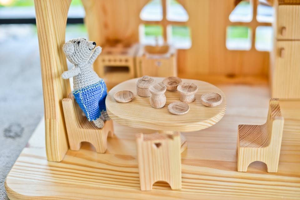 Wooden Kitchen Dish Set Dishes for doll Waldorf toys Wooden toy dishes Wooden Eco Toys Montessori waldorf toy Miniature dishes