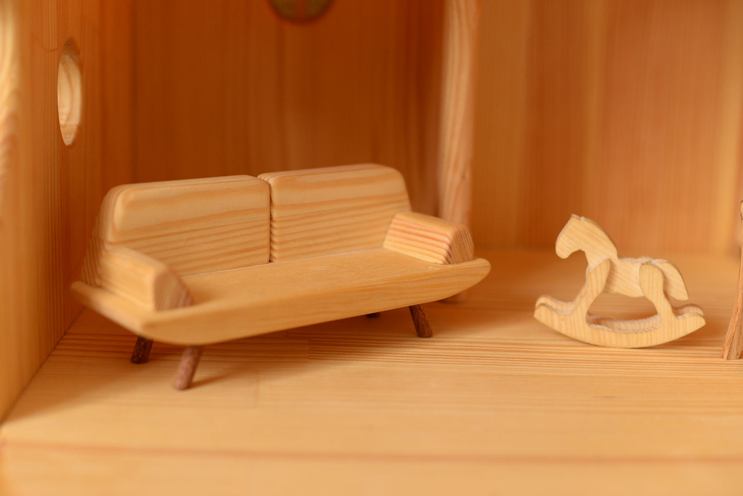 Kids Gifts Wooden toy couch 1st Birthday Toy sofa scale 1:16 Wooden dollhouse furniture Wooden Eco Toys furniture Dolls couch