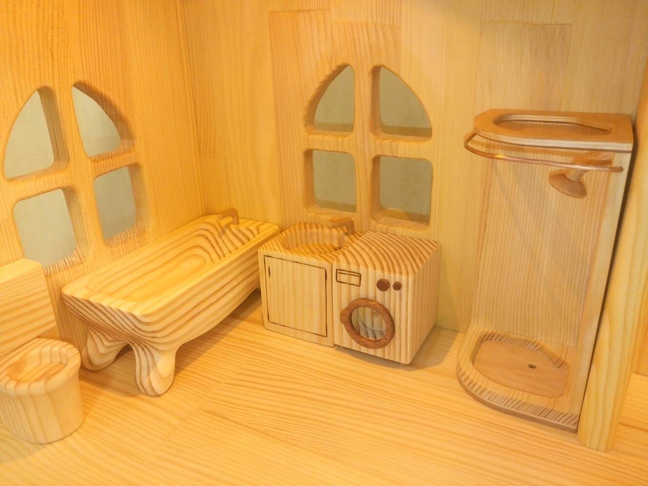 Wooden dollhouse washing machine Christmas Kids Gifts 1st Birthday Montessori waldorf toy furniture Wooden eco toys Dollhouse furniture