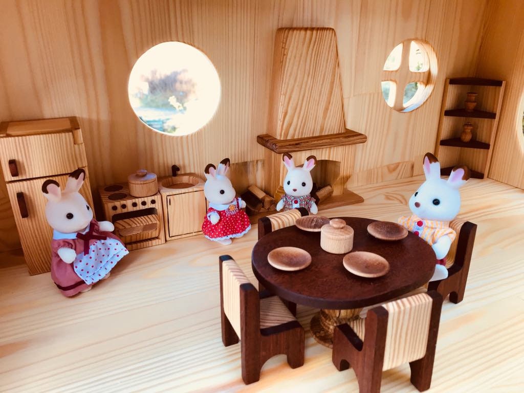 Kids Gifts Wooden Furniture 1:16 Scale 3/4 Red Wooden furniture Montessori waldorf Sylvanian Wooden eco toy Furniture for dollhouse