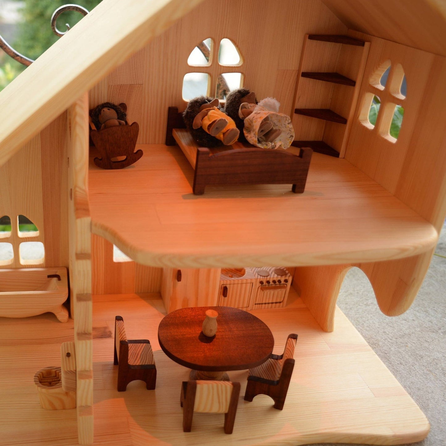 Kids Gifts Wooden Furniture 1:16 Scale 3/4 Red Wooden furniture Montessori waldorf Sylvanian Wooden eco toy Furniture for dollhouse