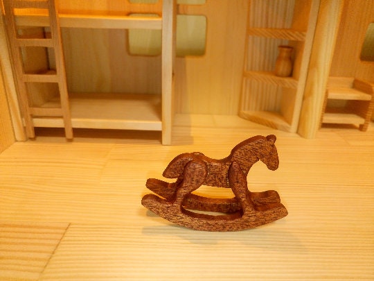 Wooden Rocking Horse Birthday gift for kid Dollhouse furniture Wooden toy furniture for dollhouse Personalized gift Wooden eco toys