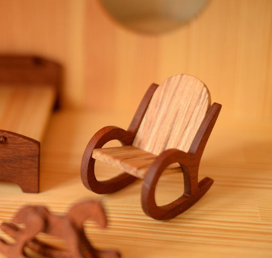 Dollhouse Furniture montessori Wooden rocking chair Christmas Birthday gift Wooden toy Miniature furniture waldorf Personalized toy