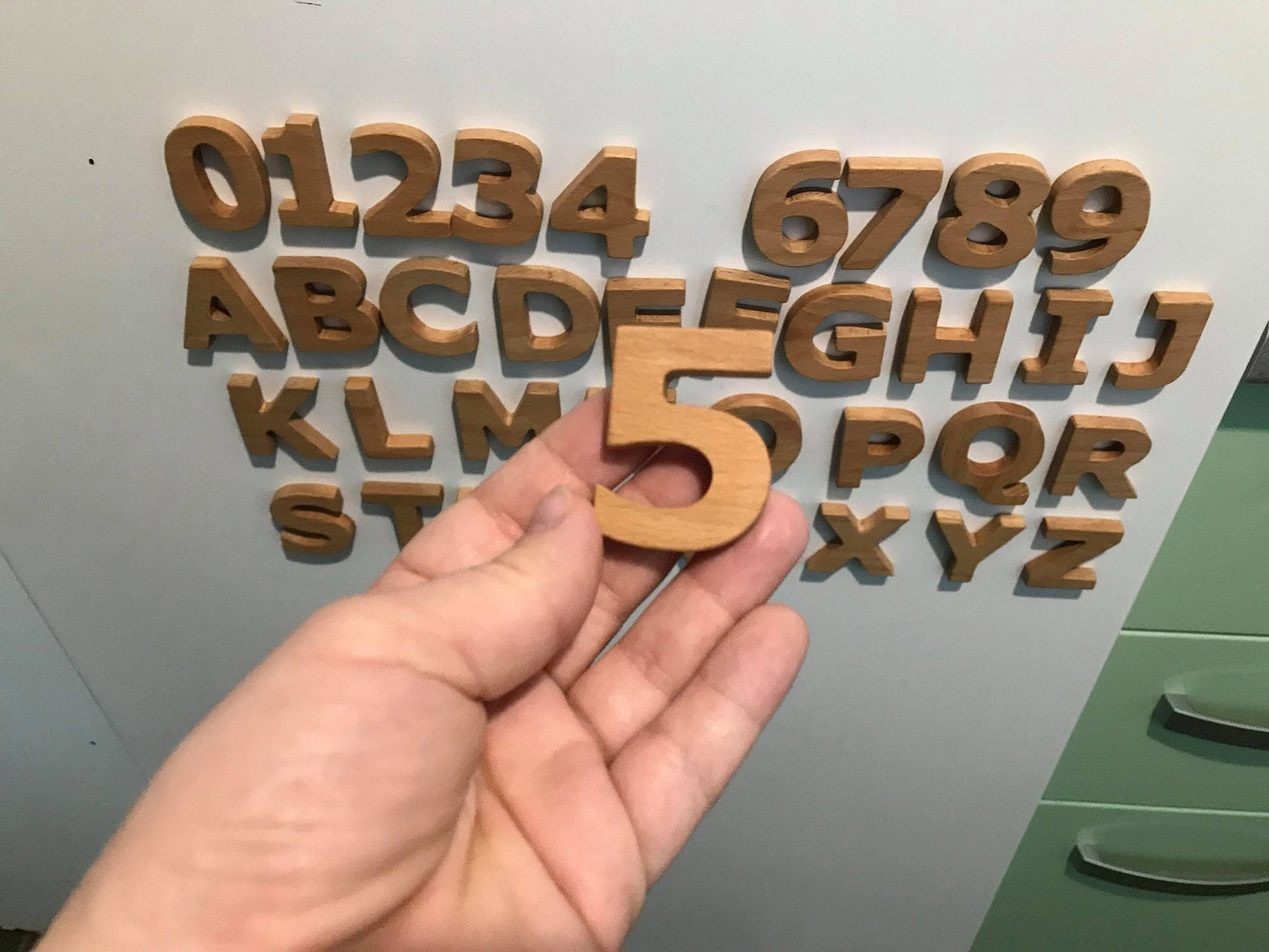 Wooden Numbers and Letters with Magnets, 1st Birthday gift for kid Letters Height 4.3cm/1.7inches Educational Toy Beech-wood letters eco toy