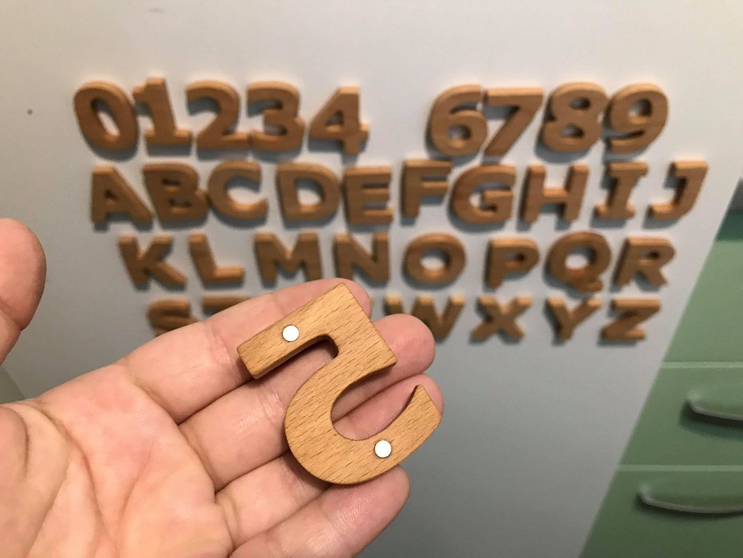 Wooden Numbers Christmas kids gift 1st Birthday Niece Numbers Height 4.3cm/1.7inches Beech-wood numbers with magnets Educational Wooden toy