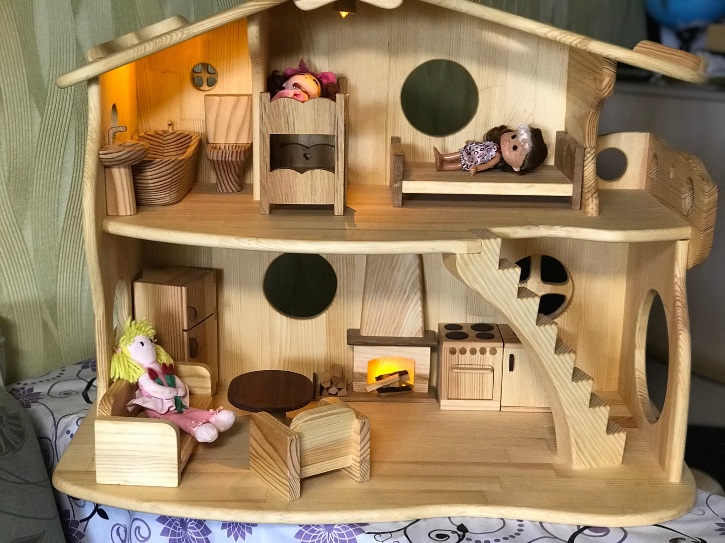 Maileg Wooden bunk bed Two-story bed Christmas kids gift 1st Birthday Niece Toy 1/12 scale Furniture for Doll dollhouse furniture