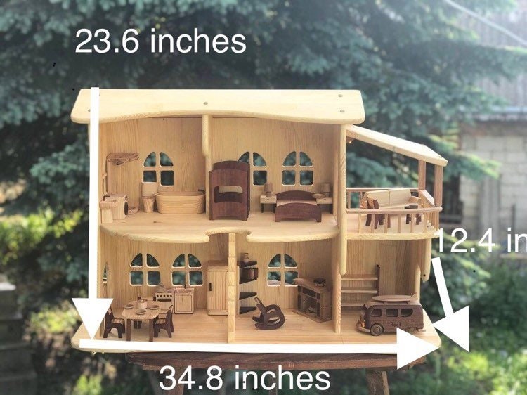 Maileg furniture Dollhouse Christmas Kids Gifts 1st Birthday Alder wood Dollhouse with Fireplace Dollhouse kit Wooden Eco Toy Dollhouse kit