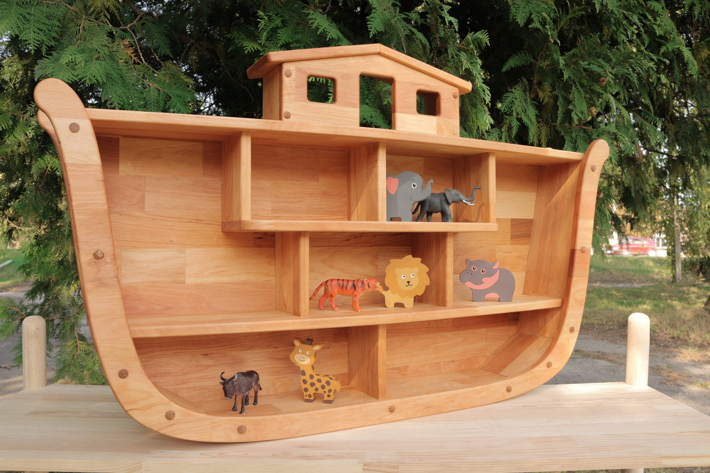 Wooden shelf "Noah's ark", Wooden ark, Personalized gift, Miniature Ark, Bar Bat Mitswa Gifts, Noah's Ark Bible Story, Book shelf