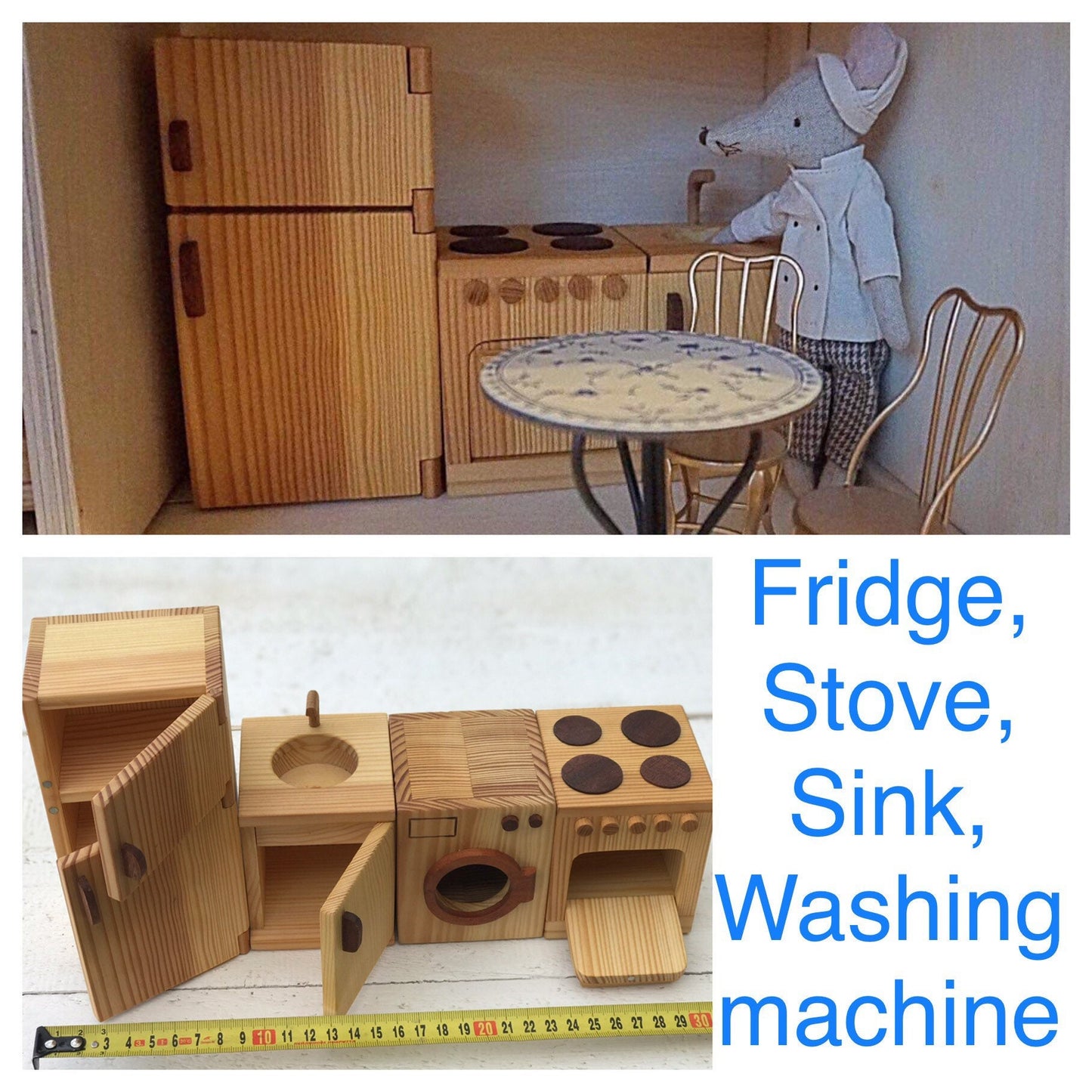 Maileg Kitchen set Christmas kids gift 1st Birthday Niece Fridge Stove Sink Washing machine Toy 1/12 scale Furniture Wooden Toy furniture