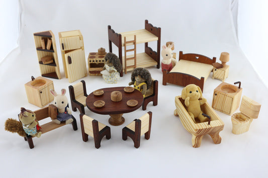 Kids Gifts Wooden Furniture 1:16 Scale 3/4 Red Wooden furniture Montessori waldorf Sylvanian Wooden eco toy Furniture for dollhouse