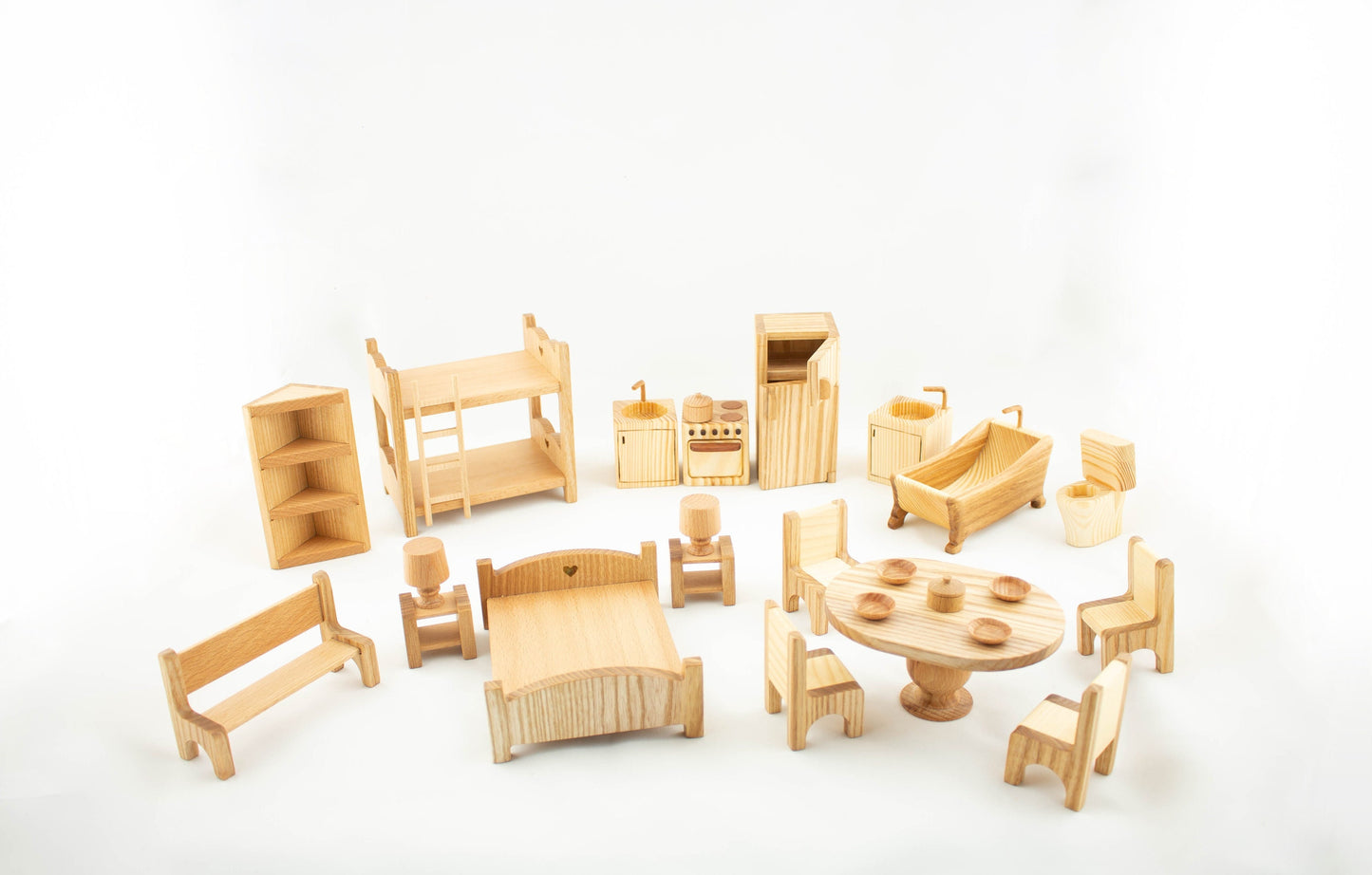 Wooden toy furniture Christmas kids gift 1st Birthday Niece Furniture set 1:16 Scale Wooden eco toy furniture Toy furniture for dollhouse