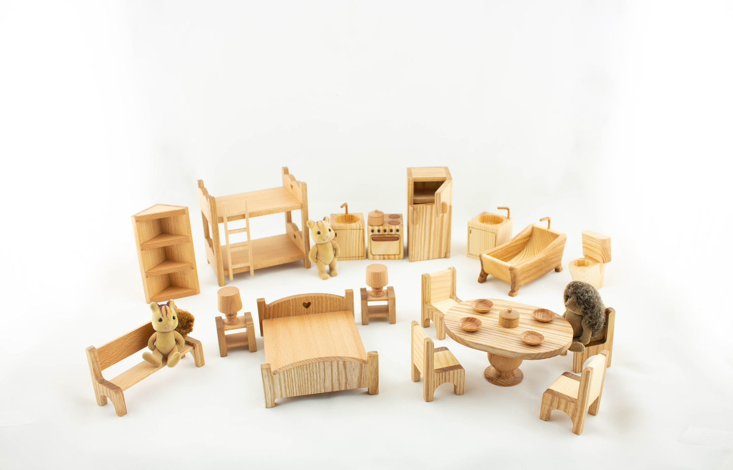 Wooden toy furniture Christmas kids gift 1st Birthday Niece Furniture set 1:16 Scale Wooden eco toy furniture Toy furniture for dollhouse