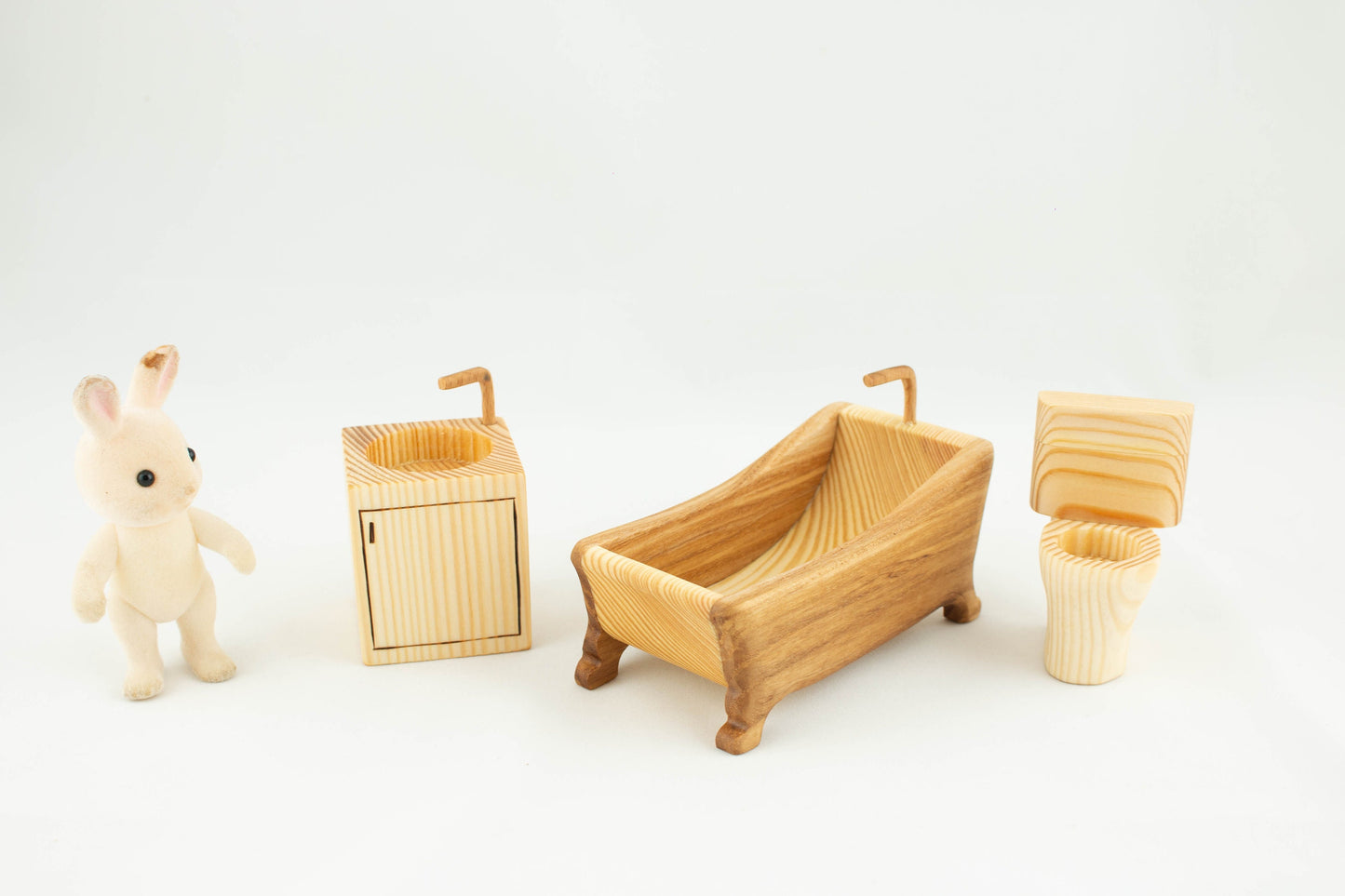 Dollhouse Furniture montessori Wooden bathroom set toy furniture Kids Christmas Gift Birthday Bathroom toy furniture scale 1/16 waldorf  eco