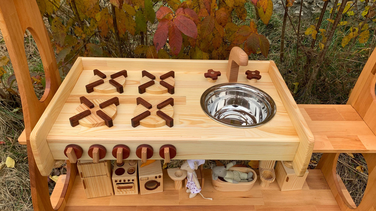 Wooden Toy kitchen Gift for kid Stove and Sink toy Kids Kitchen Waldorf Kitchen Wooden Kitchen Play Set Montessori Waldorf