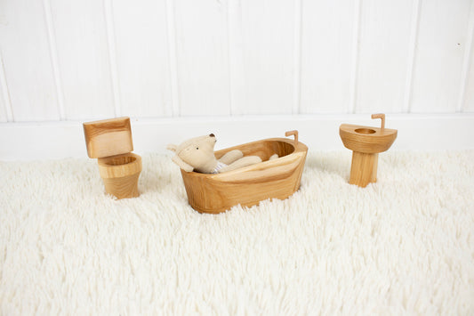 Maileg Furniture Dollhouse montessori Bathroom Wooden Set Christmas 1st Birthday Gift scale 1/12 for Doll size 15cm/6in Wooden Furniture