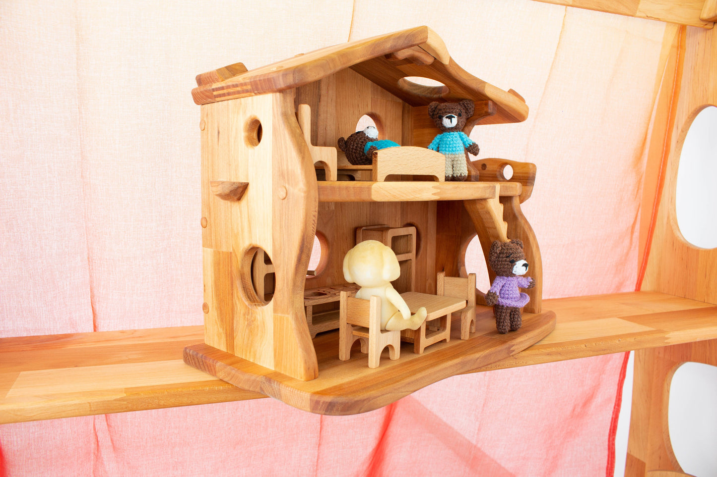 Dollhouse 1:24 scale 1st Birthday gift for kid Montessori waldorf toy Alder-wood Dollhouse Wooden Personalized Dollhouse kit Fairy