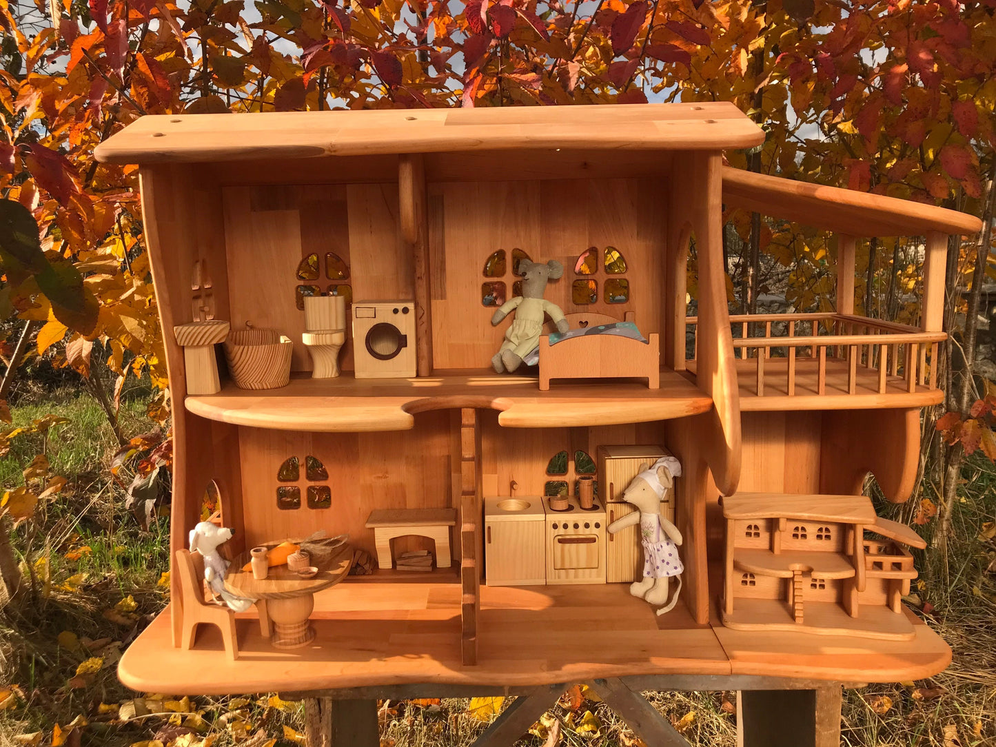 Maileg furniture Dollhouse Christmas Kids Gifts 1st Birthday Alder wood Dollhouse with Fireplace Dollhouse kit Wooden Eco Toy Dollhouse kit