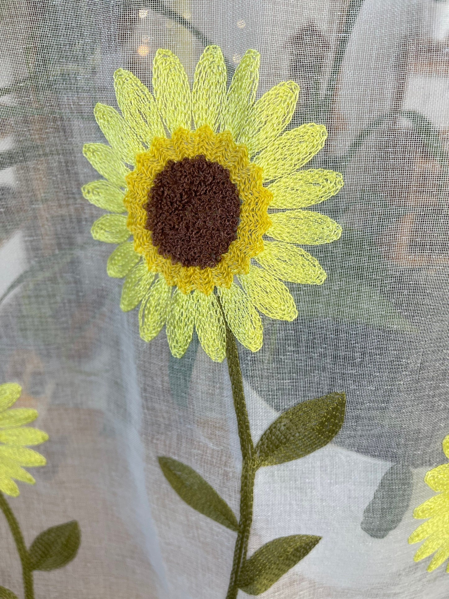 Waldorf fabric Embroidery white Sunflower Spring leaves Canopy for Playstands Kids Birthday gift Scarf Chiffon for playhouse Montessori