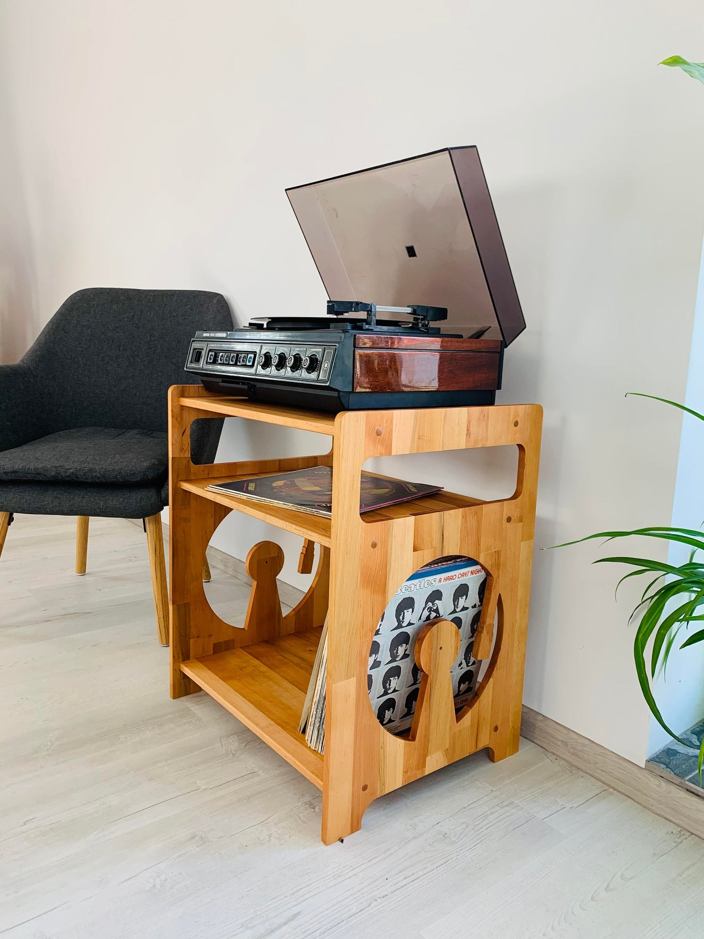 Wooden Console Furniture Unique gifts Record Player Stand Vinyl Record Holder Storage Record Cabinet Table Turntable Station Display Media