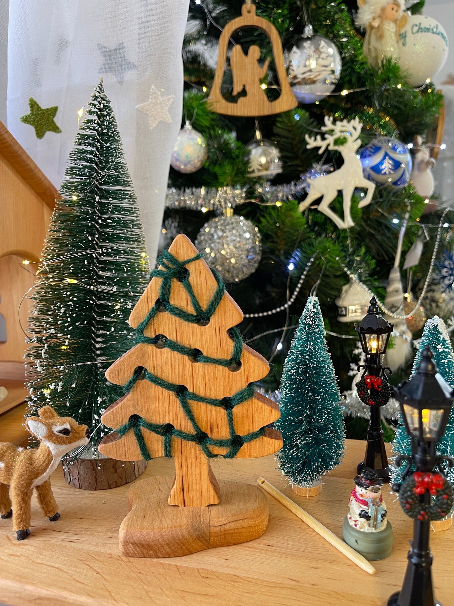 Wooden lacing education toy Forest Natural Set Christmas Tree Kids Birthday Gift Toddler activity Woodland Waldorf Tree Play Set Montessori